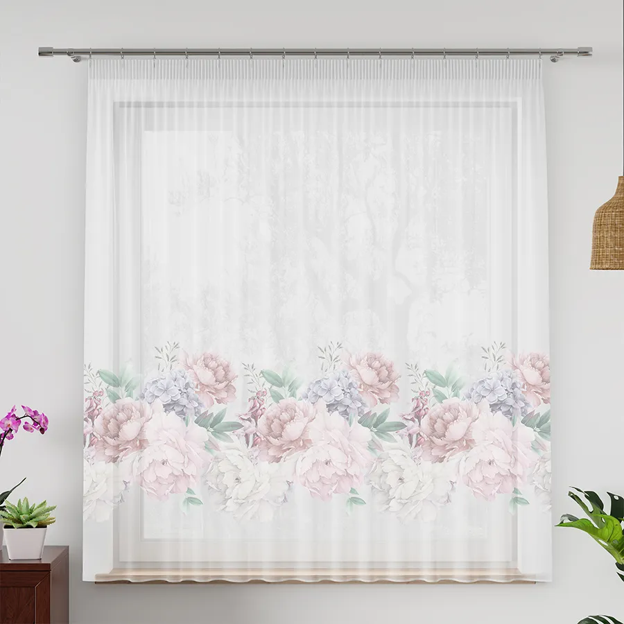 Firanka z woalu premium PEONI