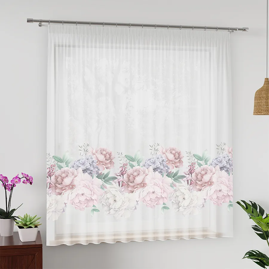 Firanka z woalu premium PEONI