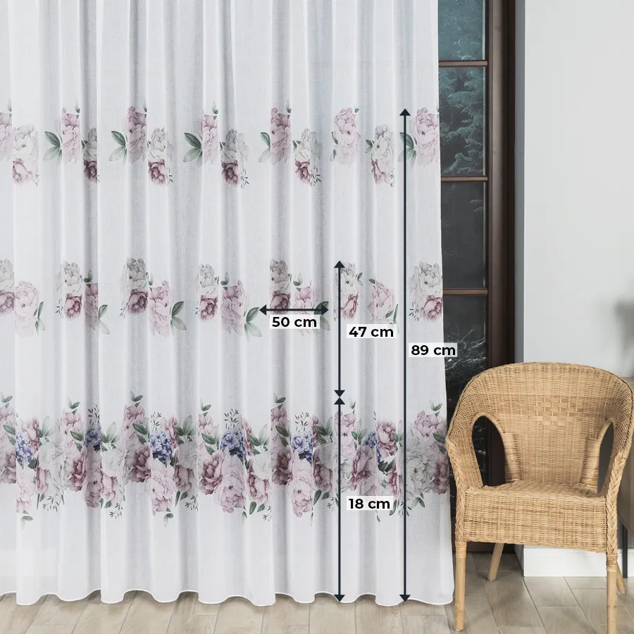 Firanka z ołowianką PEONI