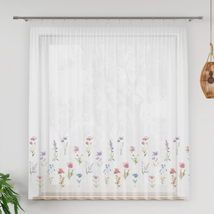 Firanka woalowa z ołowianką KWIATY POLNE