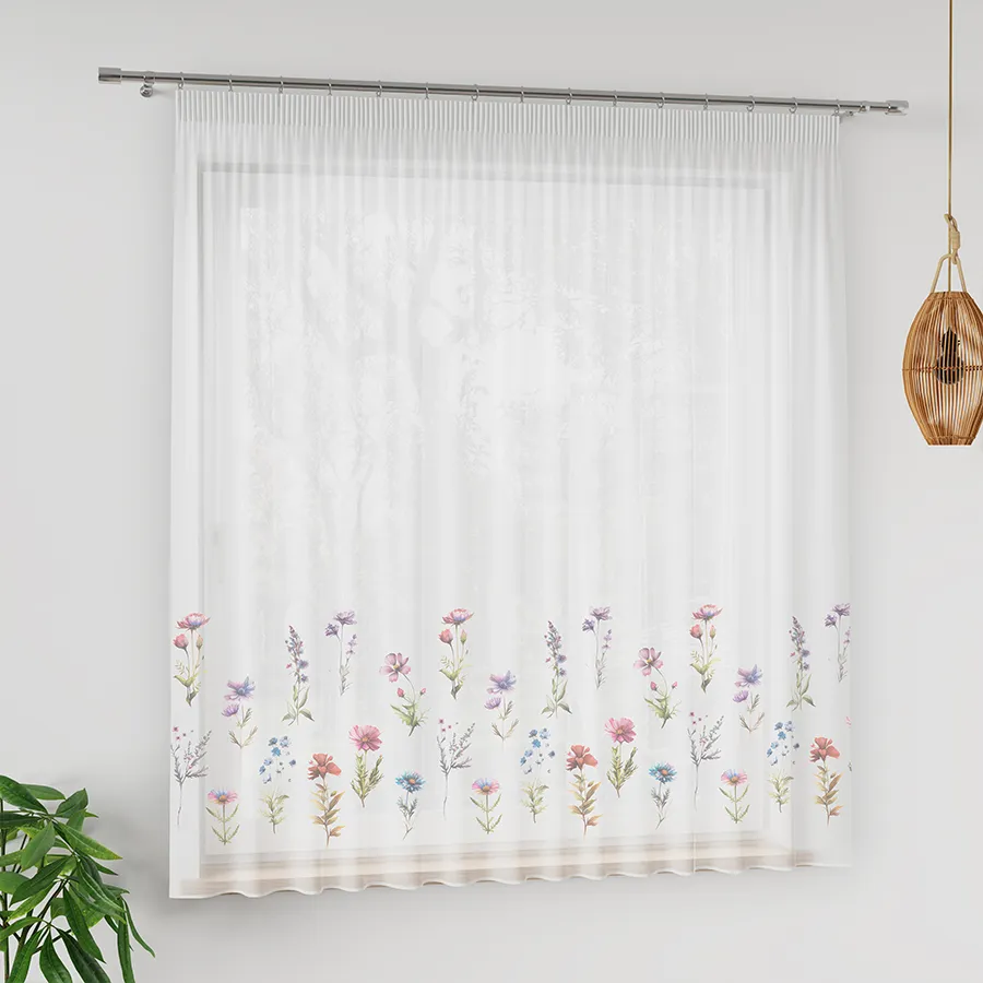 Firanka woalowa z ołowianką KWIATY POLNE