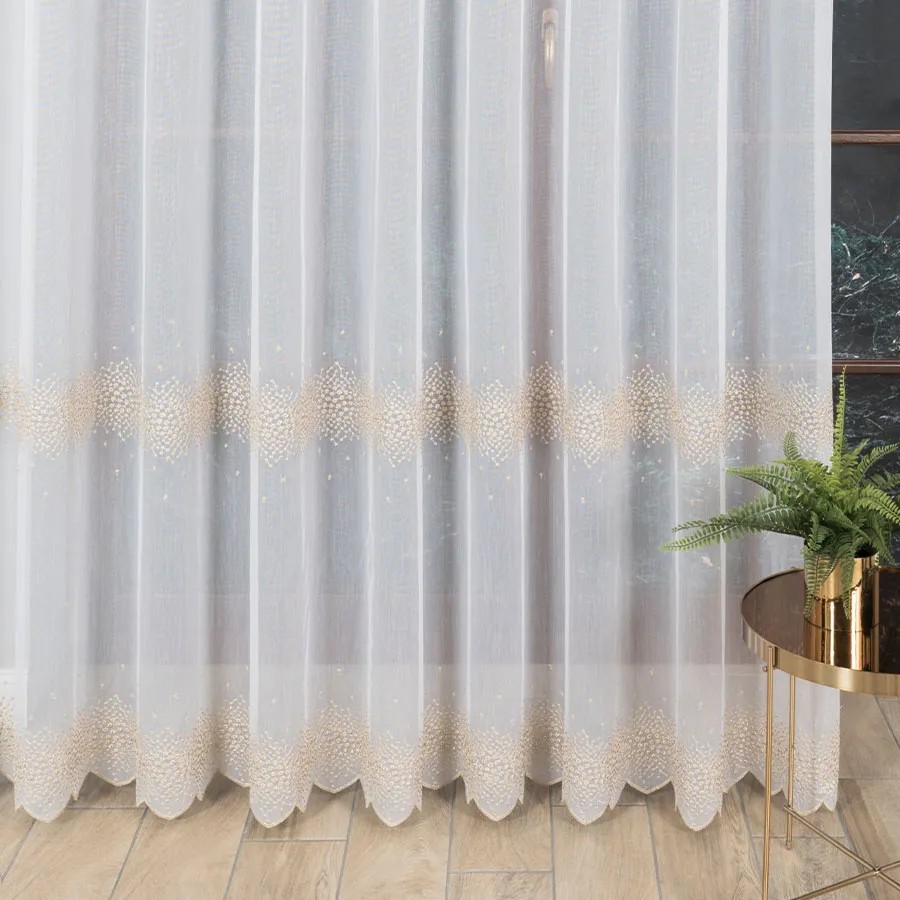 Firanka haftowana ze wzorem pasowym 112853