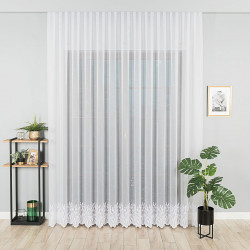 Firanka haftowana ze wzorem pasowym 127099 Firanka haftowana ze wzorem pasowym 127099