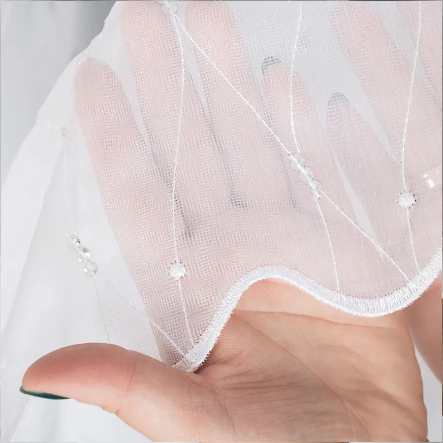 Firanka gotowa haftowana z cekinami z taśmą RICAMO