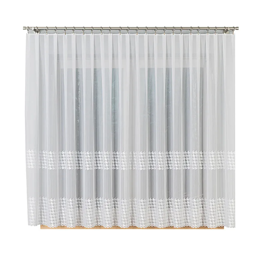 Firanka gotowa haftowana z taśmą PEPITKA