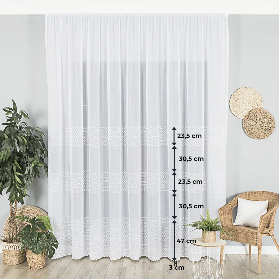 Firanka gotowa haftowana z taśmą SENTIERI