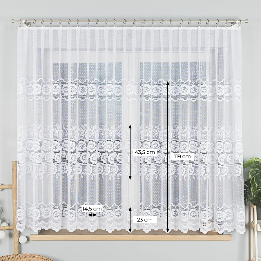 Firanka żakardowa ze wzorem pasowym 044136