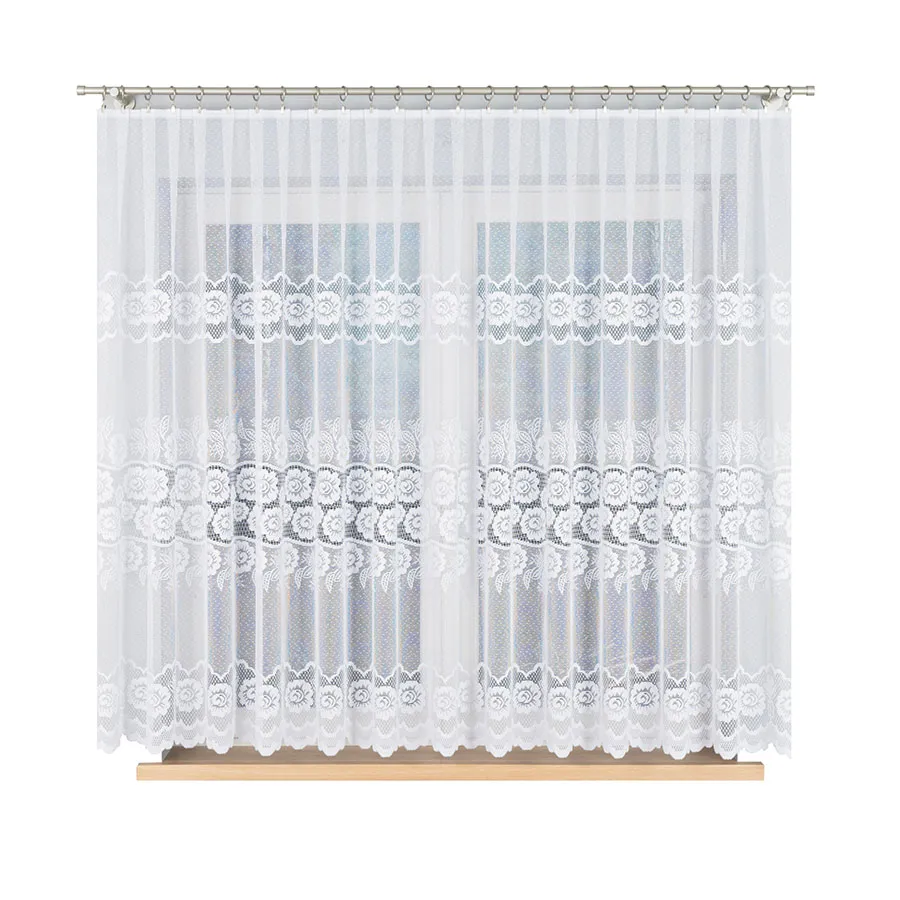 Firanka żakardowa ze wzorem pasowym 044136