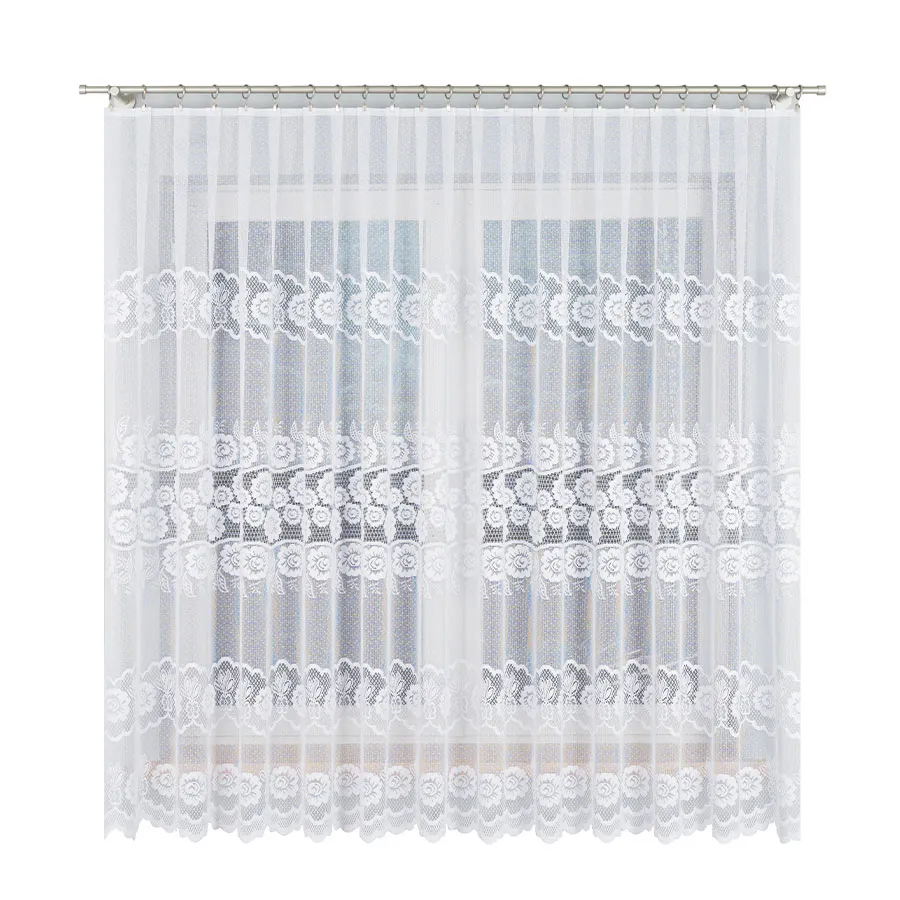 Firanka żakardowa ze wzorem pasowym 044136