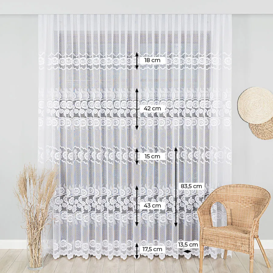 Firanka żakardowa ze wzorem pasowym 044136