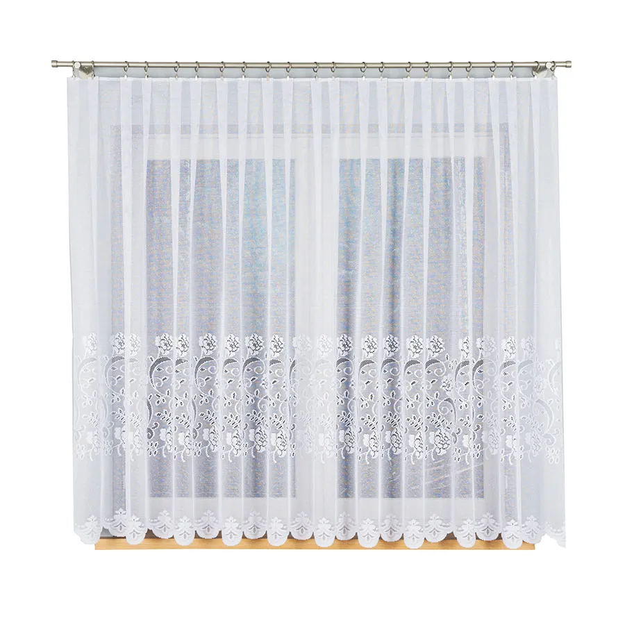 Firanka żakardowa ze wzorem pasowym 638085