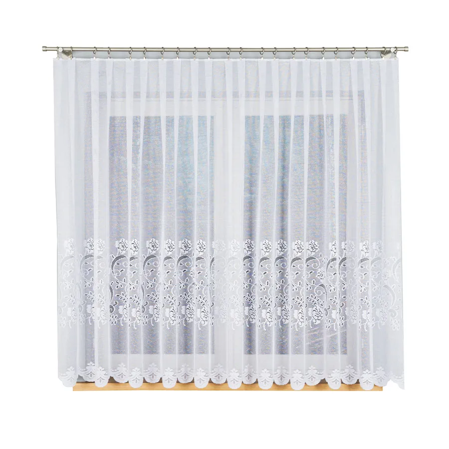 Firanka żakardowa ze wzorem pasowym 638085