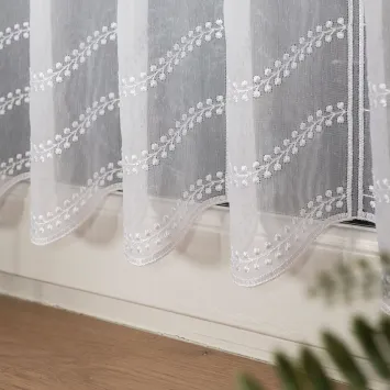 Zazdrostka panelowa haftowana na woalu, wysokość 45cm, kolor 001 biały 034606