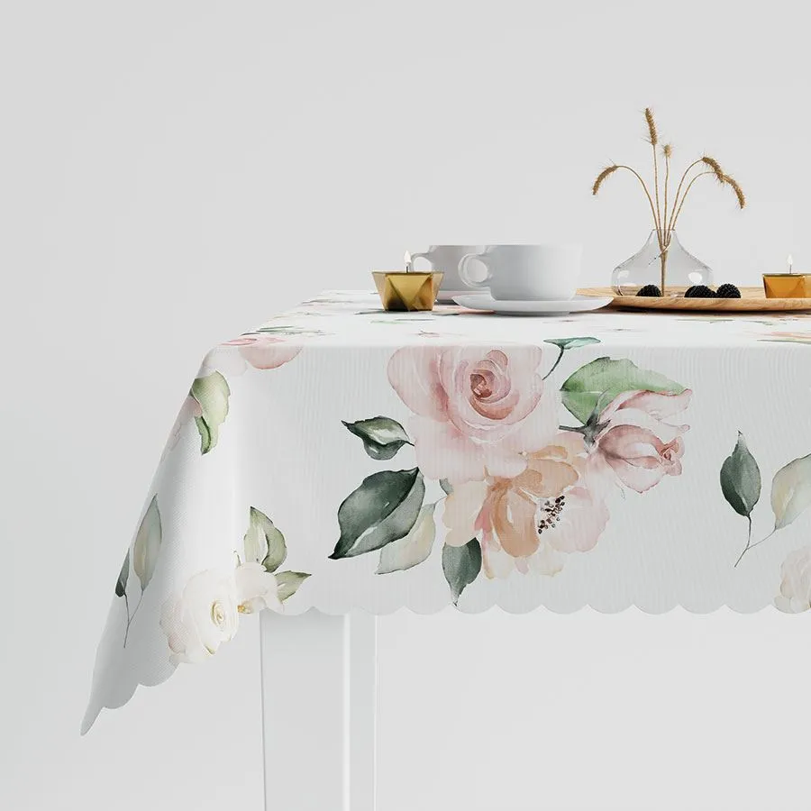 LANOSA Tkanina wodoodporna - pudrowe róże - szer. 160cm