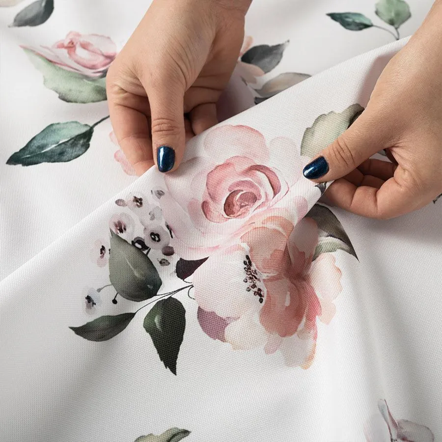 LANOSA Tkanina wodoodporna - pudrowe róże - szer. 160cm