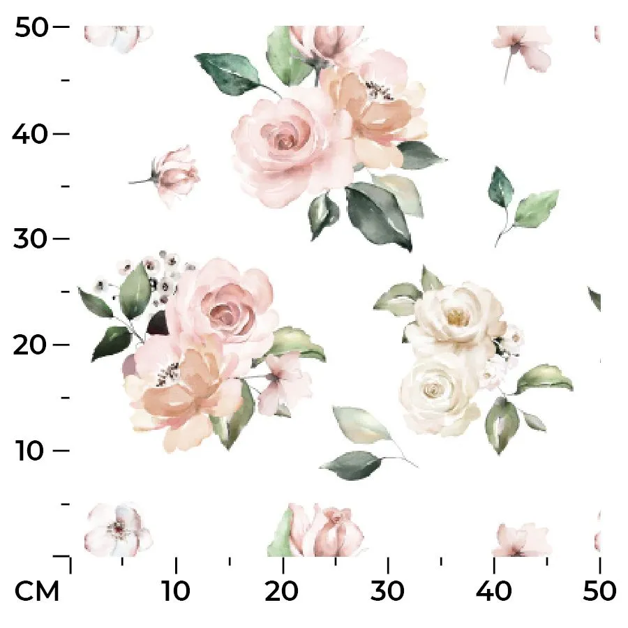 LANOSA Tkanina wodoodporna - pudrowe róże - szer. 160cm