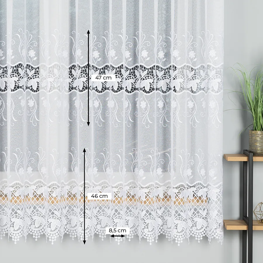 Firanka haftowana z aplikacją gipiurową 122795