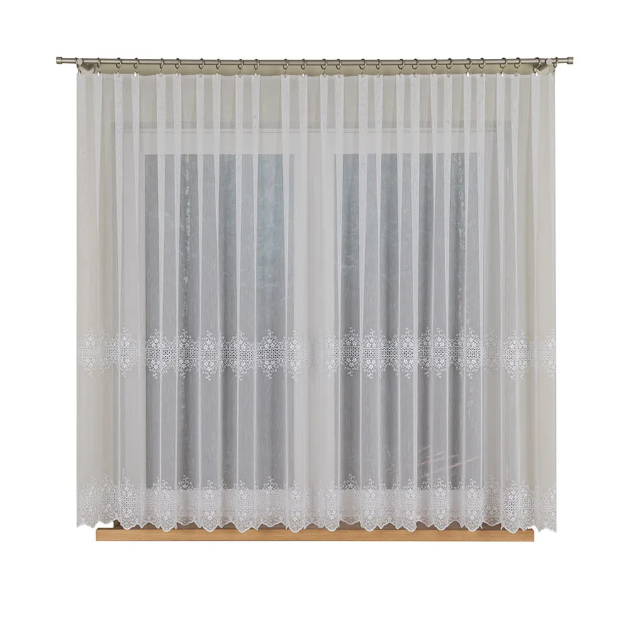 Firanka haftowana ze wzorem pasowym 013293