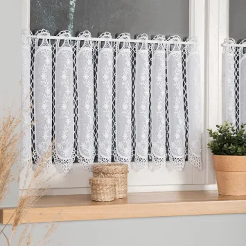 Zazdrostka haftowana panelowa na batyście, wysokość 45cm, kolor 001 biały 015589 2