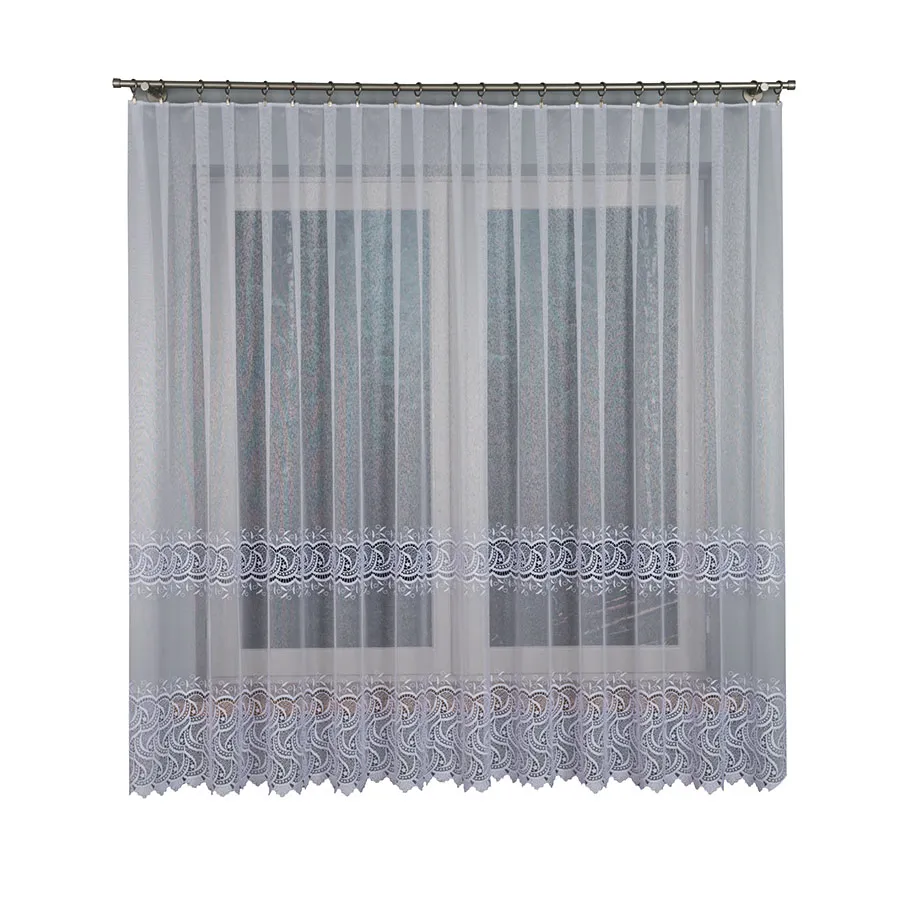 Firanka z aplikacją na markizecie ze wzorem pasowym 008828