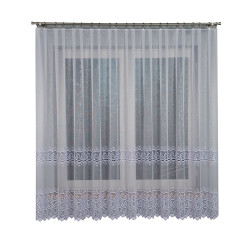 Firanka z aplikacją na markizecie ze wzorem pasowym 008828 Firanka z aplikacją na markizecie ze wzorem pasowym 008828