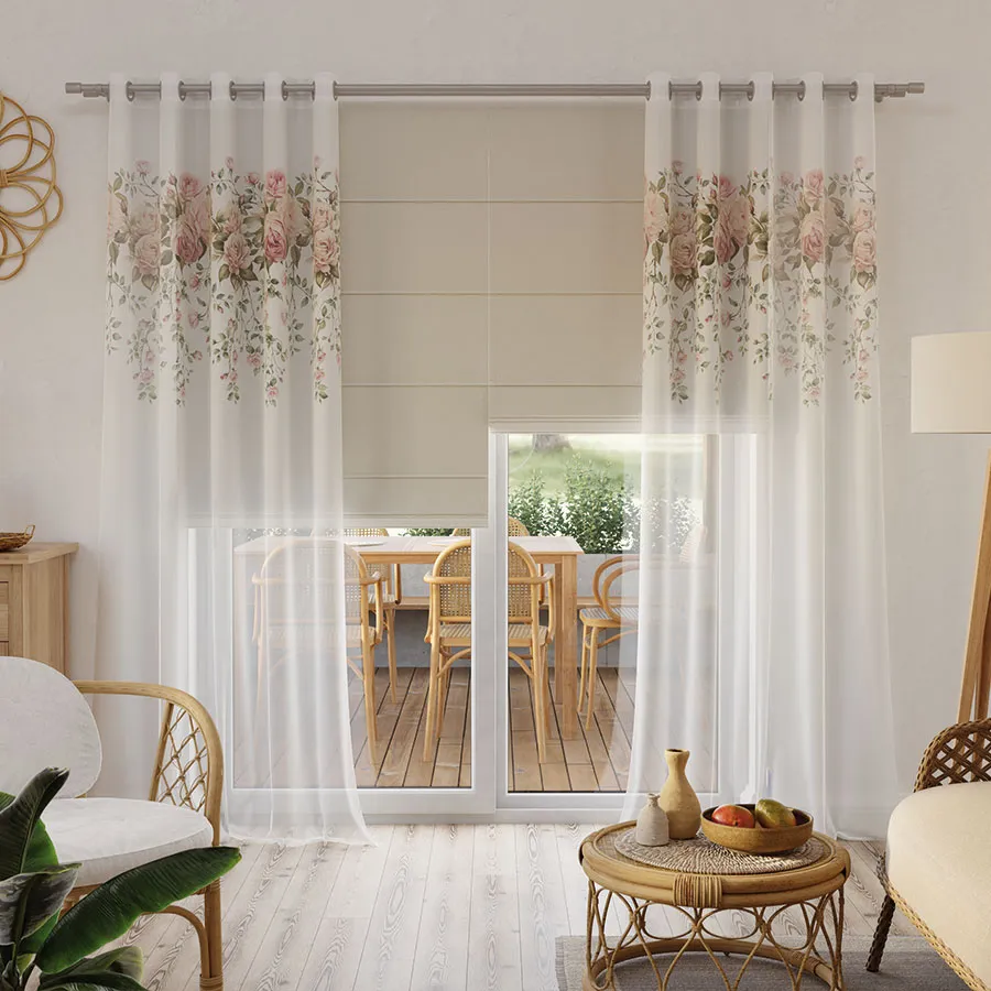 Firanka z ołowianką ROSETTE woal