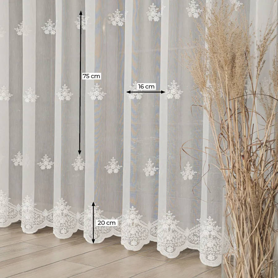 Firanka haftowana ze wzorem po całości 242758