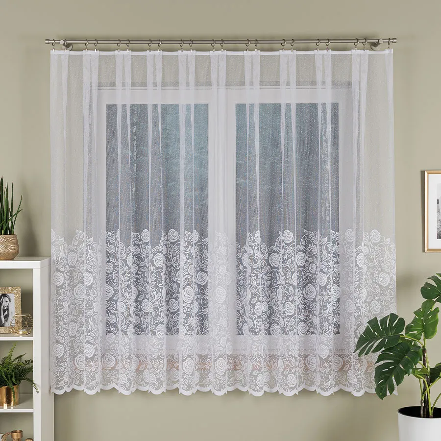 Firanka żakardowa ze wzorem na samym dole 107240