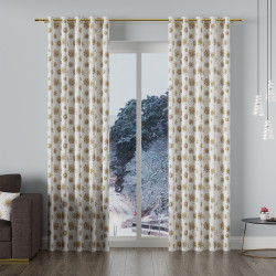 Tkanina dekoracyjna wodoodporna ZŁOTE ŚNIEŻYNKI