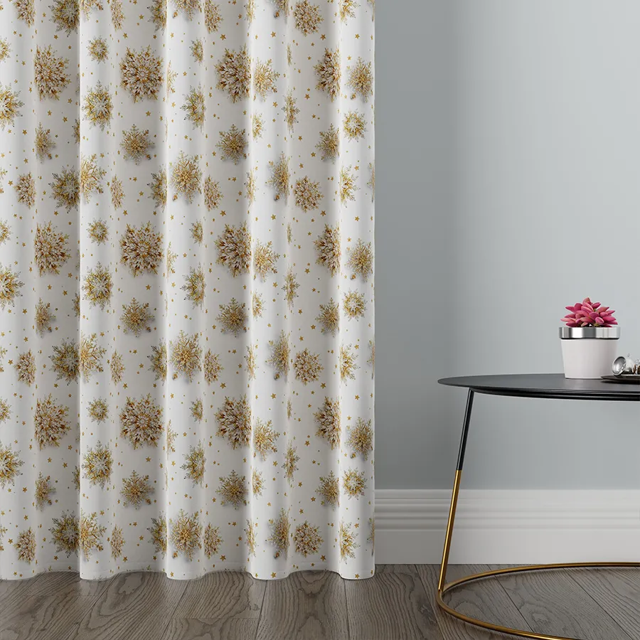 Tkanina dekoracyjna wodoodporna ZŁOTE ŚNIEŻYNKI