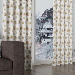 Tkanina dekoracyjna wodoodporna ZŁOTE ŚNIEŻYNKI