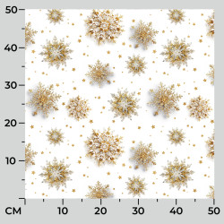 Tkanina dekoracyjna wodoodporna ZŁOTE ŚNIEŻYNKI