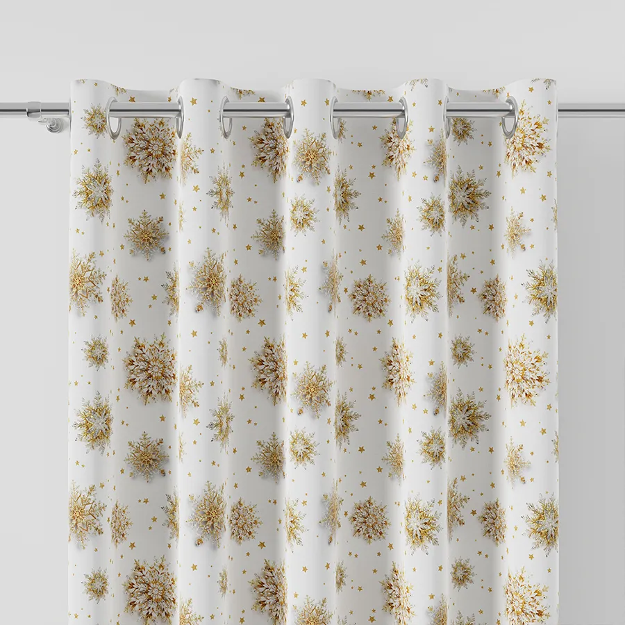 Tkanina dekoracyjna wodoodporna ZŁOTE ŚNIEŻYNKI