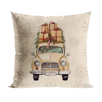 VINTAGE SAMOCHÓD Poszewka dekoracyjna VELVET, 40x40cm, kolor 004 beżowy 2