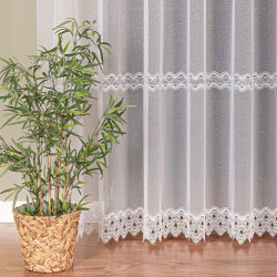 Firanka z aplikacją ze wzorem pasowym na markizecie 009314 Firanka z aplikacją ze wzorem pasowym na markizecie 009314