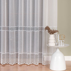 Firanka z aplikacją na markizecie ze wzorem pasowym 006046 Firanka z aplikacją na markizecie ze wzorem pasowym 006046