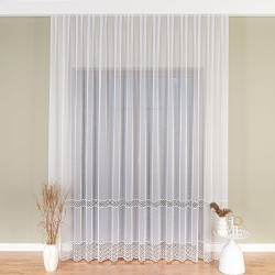 Firanka z aplikacją na markizecie ze wzorem pasowym 006046 Firanka z aplikacją na markizecie ze wzorem pasowym 006046