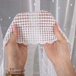 Firanka haftowana ze wzorem pasowym 006112 Firanka haftowana ze wzorem pasowym 006112
