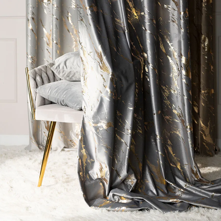 Tkanina dekoracyjna ze złotym nadrukiem MARMA VELVI