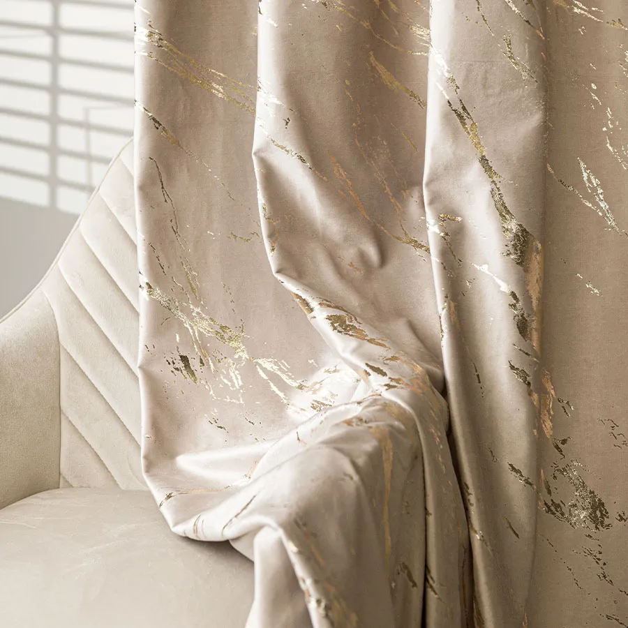 Tkanina dekoracyjna ze złotym nadrukiem MARMA VELVI
