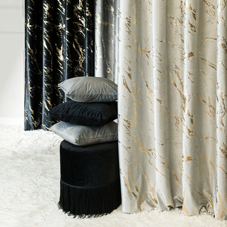 Tkanina dekoracyjna ze złotym nadrukiem MARMA VELVI