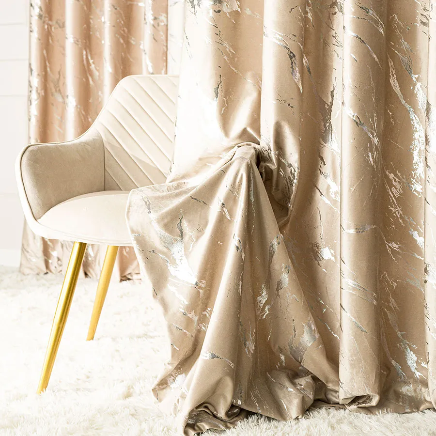 Tkanina dekoracyjna ze srebrnym nadrukiem MARMA VELVI