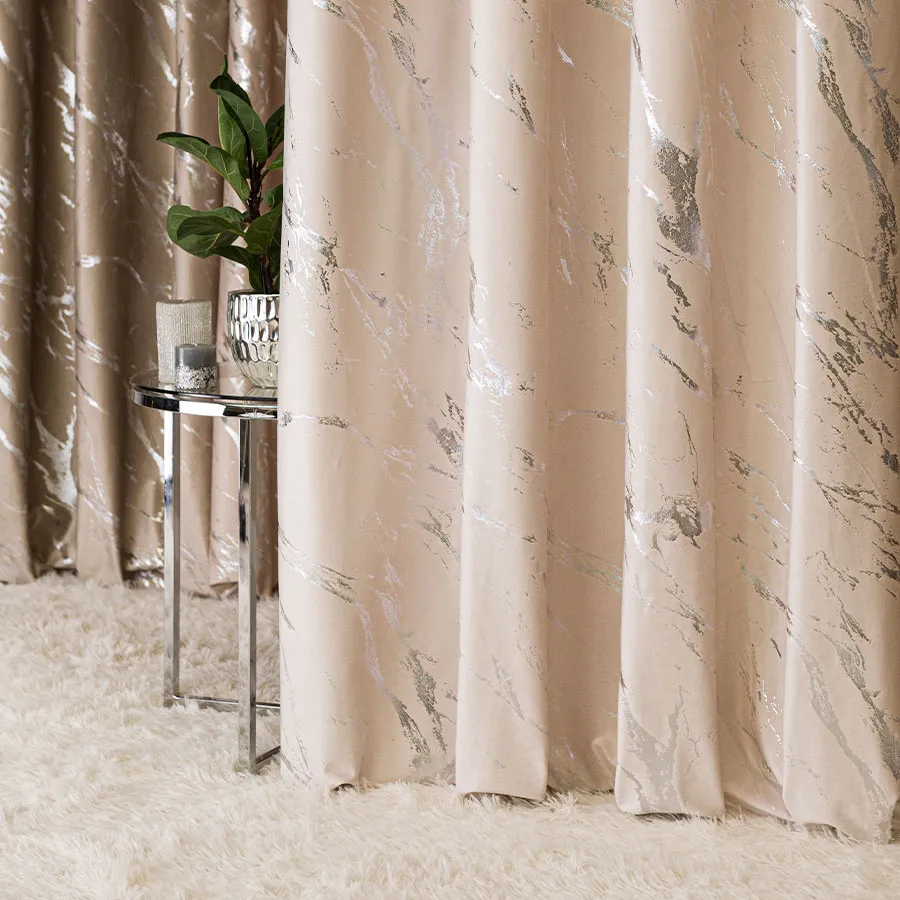 Tkanina dekoracyjna ze srebrnym nadrukiem MARMA VELVI