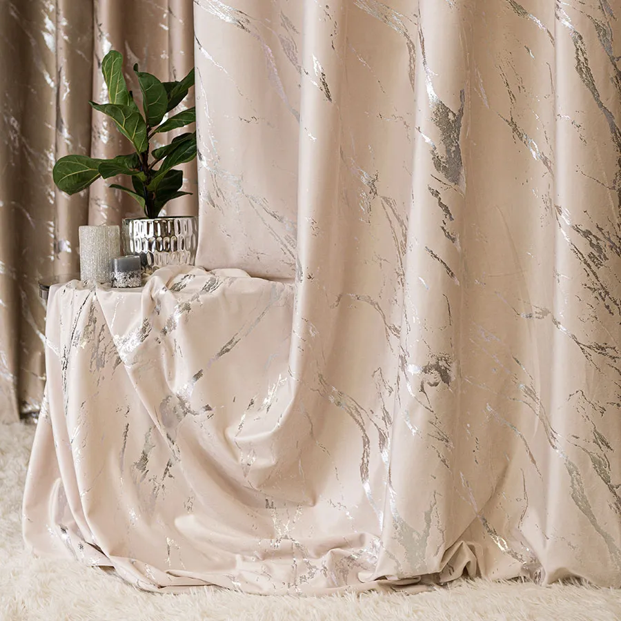 Tkanina dekoracyjna ze srebrnym nadrukiem MARMA VELVI