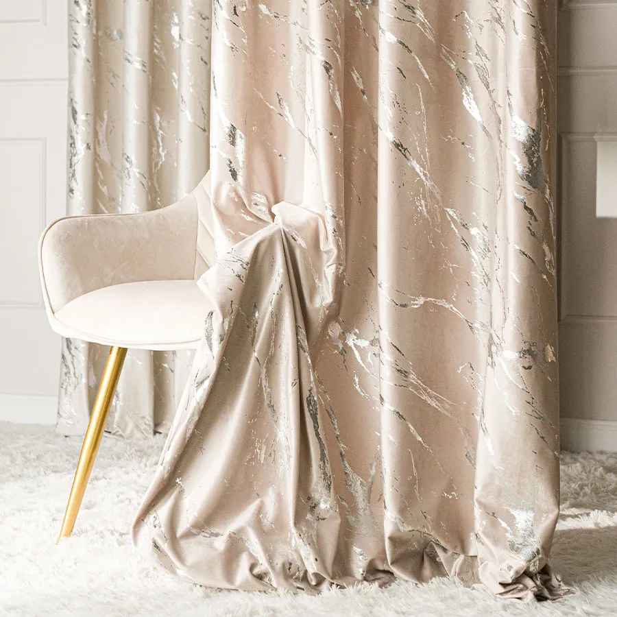 Tkanina dekoracyjna ze srebrnym nadrukiem MARMA VELVI