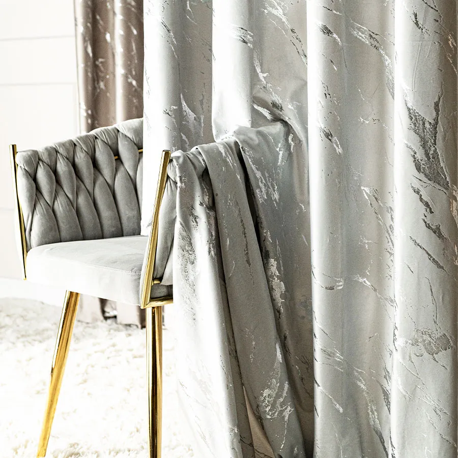 Tkanina dekoracyjna ze srebrnym nadrukiem MARMA VELVI