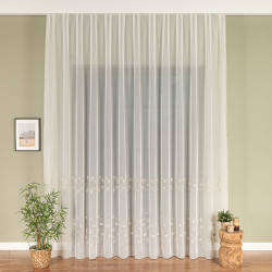 Firanka haftowana ze wzorem pasowym 224128 Firanka haftowana ze wzorem pasowym 224128