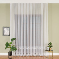 Firanka z aplikacją na markizecie ze wzorem pasowym 081445