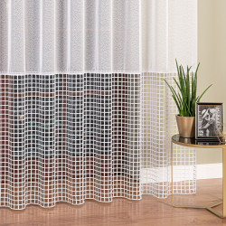 Firanka z aplikacją na markizecie ze wzorem pasowym 081773 Firanka z aplikacją na markizecie ze wzorem pasowym 081773