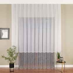 Firanka z aplikacją na markizecie ze wzorem pasowym 081773 Firanka z aplikacją na markizecie ze wzorem pasowym 081773